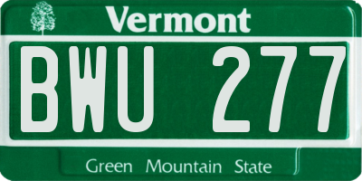 VT license plate BWU277