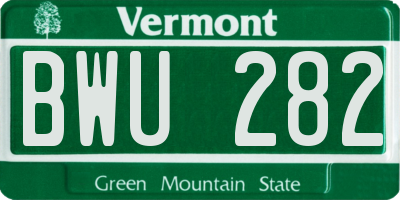VT license plate BWU282