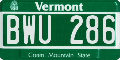 VT license plate BWU286