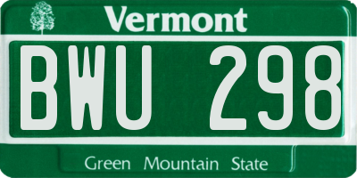 VT license plate BWU298