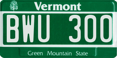 VT license plate BWU300