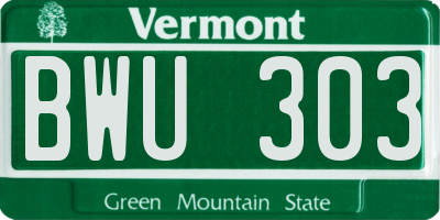 VT license plate BWU303