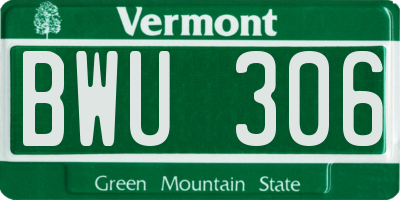 VT license plate BWU306
