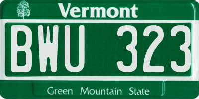 VT license plate BWU323
