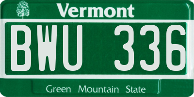 VT license plate BWU336