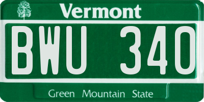 VT license plate BWU340