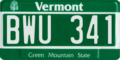 VT license plate BWU341