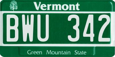 VT license plate BWU342
