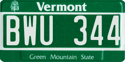 VT license plate BWU344