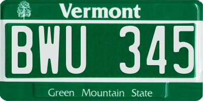 VT license plate BWU345