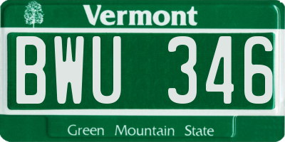 VT license plate BWU346