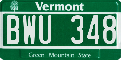 VT license plate BWU348