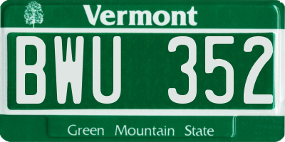 VT license plate BWU352