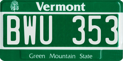 VT license plate BWU353