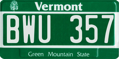 VT license plate BWU357