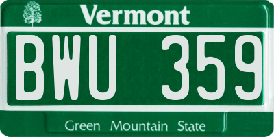 VT license plate BWU359