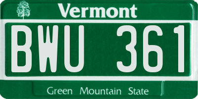 VT license plate BWU361
