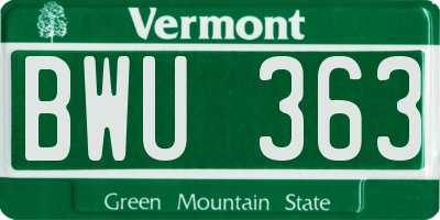 VT license plate BWU363