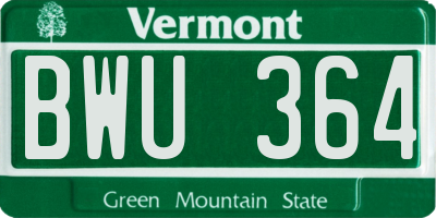 VT license plate BWU364