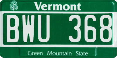 VT license plate BWU368
