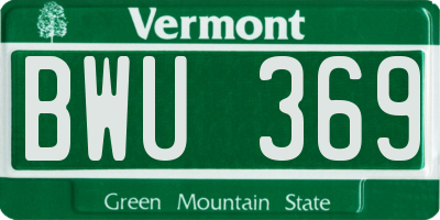 VT license plate BWU369
