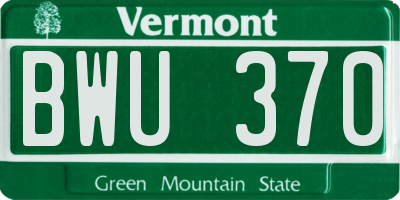 VT license plate BWU370