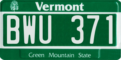 VT license plate BWU371