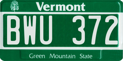 VT license plate BWU372