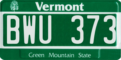 VT license plate BWU373