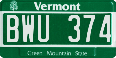 VT license plate BWU374