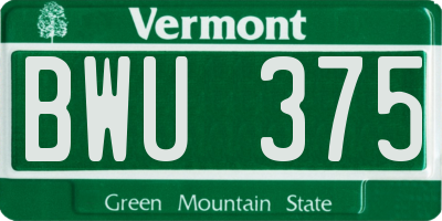 VT license plate BWU375