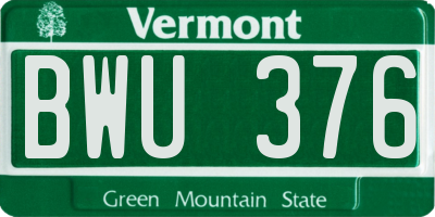 VT license plate BWU376
