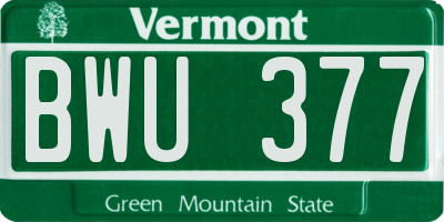 VT license plate BWU377