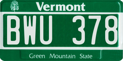 VT license plate BWU378