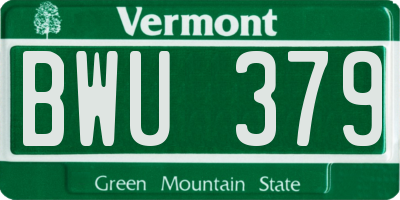VT license plate BWU379
