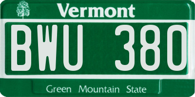 VT license plate BWU380