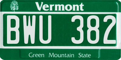 VT license plate BWU382