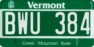 VT license plate BWU384