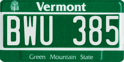 VT license plate BWU385
