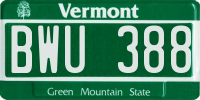 VT license plate BWU388