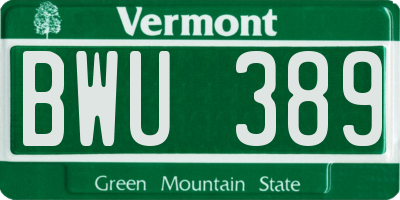VT license plate BWU389