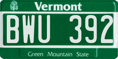 VT license plate BWU392