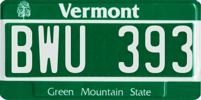 VT license plate BWU393