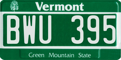 VT license plate BWU395
