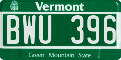 VT license plate BWU396