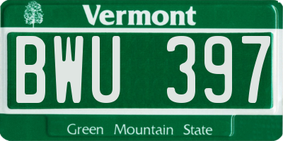 VT license plate BWU397