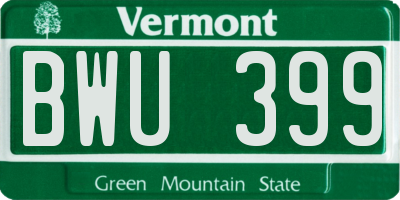 VT license plate BWU399
