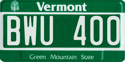 VT license plate BWU400