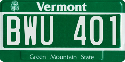 VT license plate BWU401