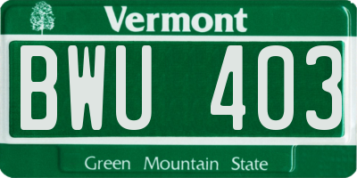 VT license plate BWU403